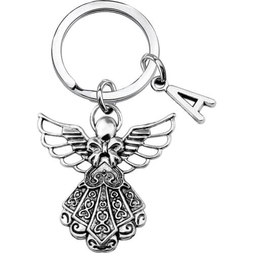 European And American Gifts 26 English Letters Guardian Angel Wings Bow Gifts For Various Occasions Keychains