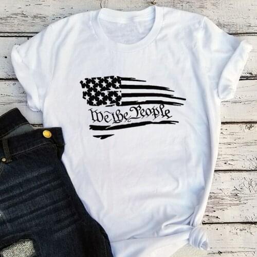 We The People American Flag Tshirt 4th of July Shirt Freedom Women Independence Day Tee Patriotic Family Clothes 2021 Harajuku