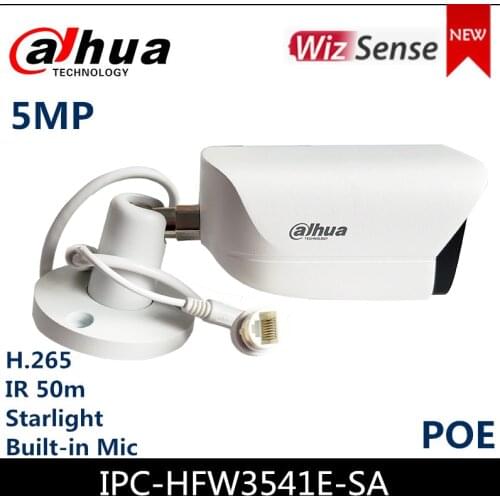 Dahau New 5MP WizSense Camera IPC-HFW3541E-SA Bullet IP Camera built-in Mic support Micro SD card