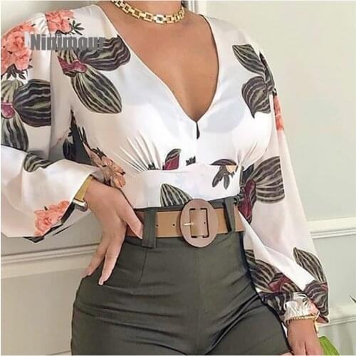 2021 Women Spring Summer V Neck Tropical Print Long Sleeve Top & Shorts Set Floral Casual Streetwear Kawaii Blouses Suit Sets