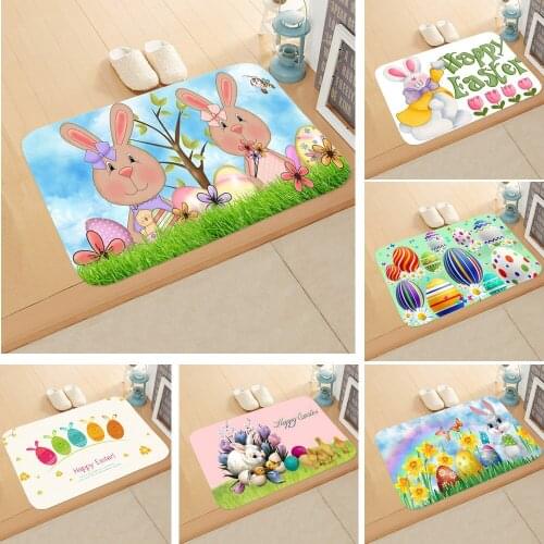 365 Days Holiday Western Easter Decoration Mat Thanksgiving Egg Floor Mat Cute Rabbit Bathroom Non-Slip Childrens Carpet