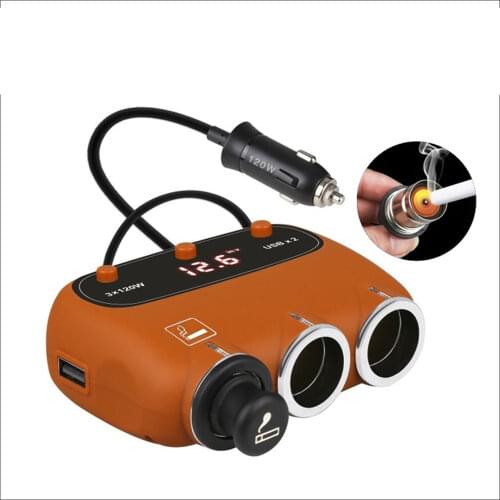 12-24V Car Multi-Function Charger Car Cigarette Lighter Dual USB Ports Smart Fast Charging With Automotive Voltage Detection