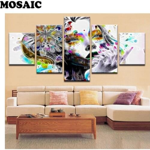 Multi-pictures diamond painting Psychedelic Girl Painting icons square/round mosaic Rhinestone painting Living Room Home Decor