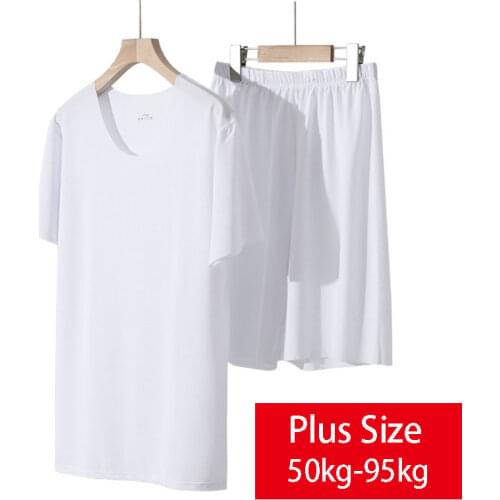 2021 Summer Quick Drying Man Pajamas 2/Pcs Set Sports Casual Homewear Thin Ice Silk Breathable Short Sleeve T Shirt Sleepwear