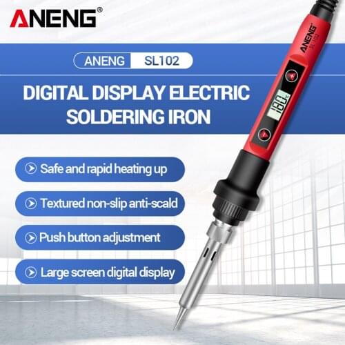 ANENG SL102 60W Digital Electric Soldering Iron kit Adjustable Temperature welding Tools Stand fer a souder solder tip solda