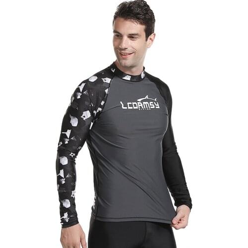 New Fashion M-3XL Anti-Ultraviolet Mens Long-Sleeved Swimsuit Wetsuit Quick-Drying Beach Surfing Swimming Snorkeling T-Shirt