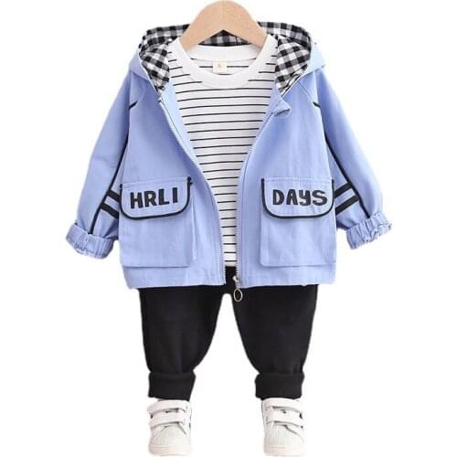 New Kids Tracksuits Autumn Baby Boys Girls Clothes Children Casual Hooded Jacket T-Shirt Pants 3Pcs/Sets Toddler Fashion Costume