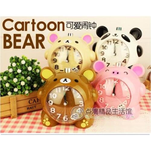 New 20pcs/lot! Alarm Clock Light Night Mute Cute Cartoon Animal Bear and Pig Alarm Clock
