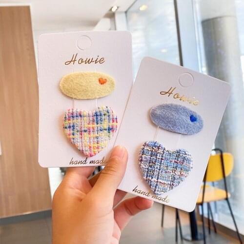 Wholesale Fresh Look sweet Boutique fabric all-match heart shape oval hair snap clip hairpin Side clipped bangs accessories