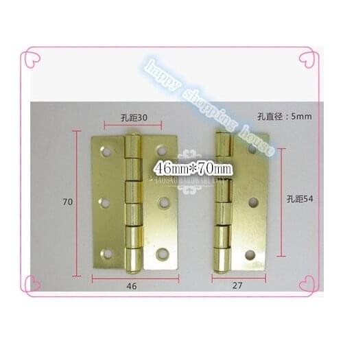 Hinges for wooden wine box & decorative 3 inch thick gold copper plating hinges furniture hardware accessories 70mm*46mm*1.5mm