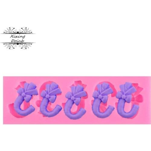 Food grade Christmas bow crutch shape silicone mold cake decoration Tool kitchen baking goods