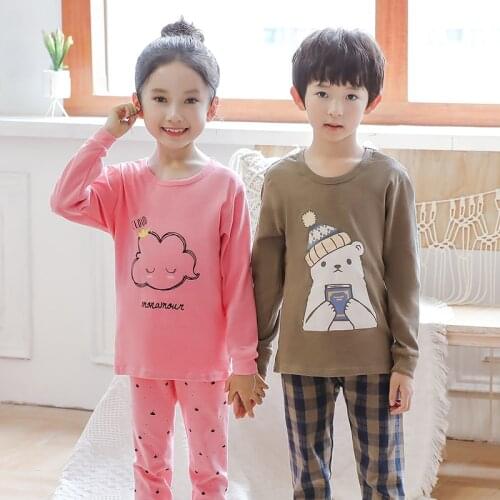 Boys and Girls Long Sleeve Animal Cartoon Pajama Sets Children Sleepwear Toddler Girl Pajamas Teenage Boys Clothing Set Teen Pjs
