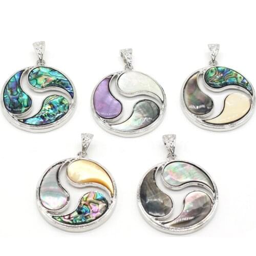 Natural Shell Round Mother of Pearl Shell Pendants Charms for DIY Necklace Earrings Jewelry Making Jewelry Gifts Size 42x42mm