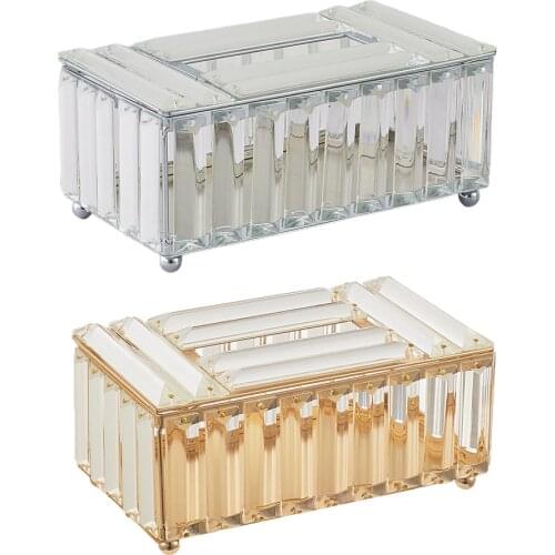 Rectangle Tissue Box Cover Bling Crystal Napkin Holder For Hotel Office Home