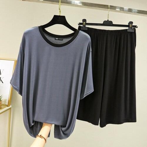 Plus Size Loose Pyjamas Women New Short Sleeve Half Pant Sleepwear Set Modal Comfortable Nightwear Female Lounge Pajamas 6XL