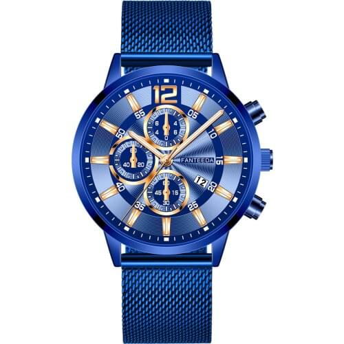 Relogio Masculino Mens Fashion Casual Calendar Watches Stainless Steel Mesh Band Watch Men Business Luminous Quartz Wrist Watch