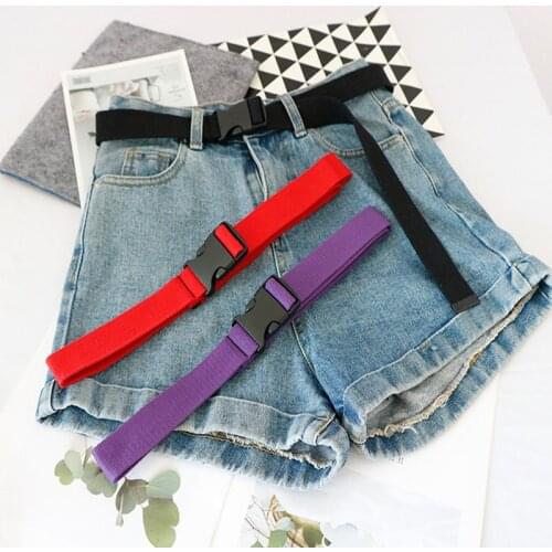 Fashion Canvas Belt for Women Casual Female Waist Belts with Plastic Buckle Harajuku Solid Color Long Belts Femme
