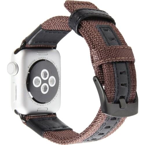 Canvas Leather Strap For Apple Watch band 44mm 40mm 42mm 38mm Iwatch Wove Nylon bracelet watchband apple watch series 4 3 5 se 6