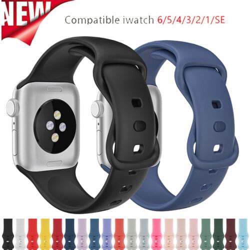 Soft Silicone Band for Apple Watch 6 Series SE 5 4 3 2 1 44MM 40MM Rubber Watchband Strap for iWatch 4/5 42MM 38MM Bracelet