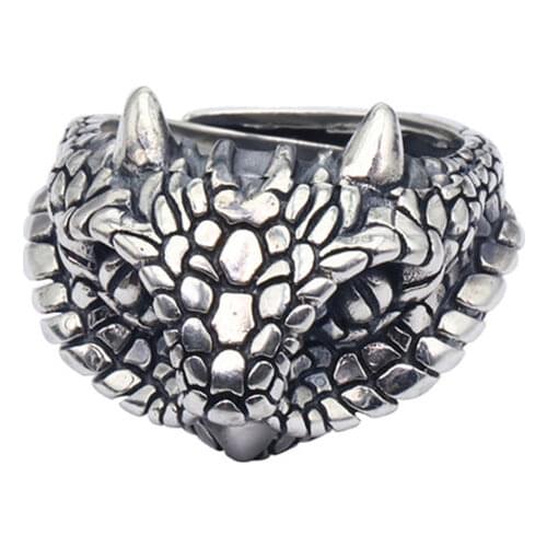 S925 silver original design viper retro Japan and South Korea exaggerated domineering neutral men and women adjustable ring