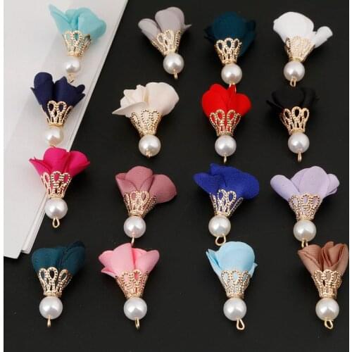 10pcs/lot Pearl Flower Tassel Charm With Gold Alloy Caps for DIY Jewelry Findings Making & Fashion Garment Clothing Accessory