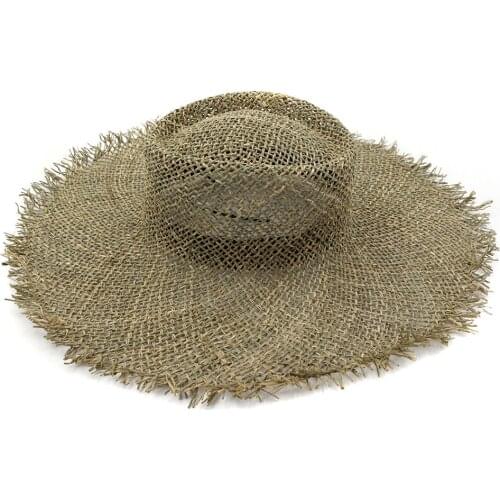 Summer womens raffia straw hat outdoor foldable beach hat sun hat handmade straw hat seaside sunscreen sun hat