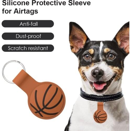 Silicone Bumper Case Cover Basketball Pattern Anti-lost Device Protector Shell with Keychain for AirTag Accessories