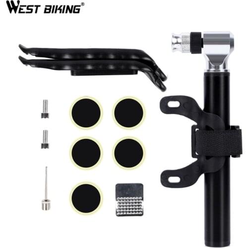 WEST BIKING Bike Mini Pump 300 PSI Tire Air Inflator Schrader Presta Valve With Tire Lever Patch Chip Repair Tools Bicycle Pump