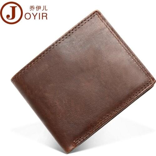 Vintage New Leisure Fashion Chic Leather Business Short Wallets Cowhide Multi-Function Brand Card Holder Man Coin Purse