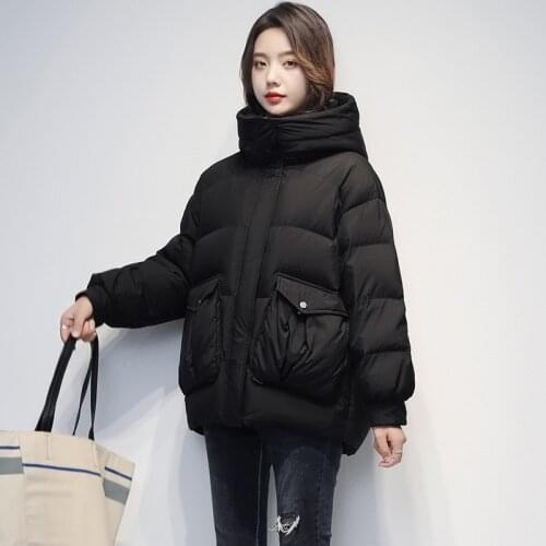 Winter JacketsWomen 90% White Duck Down Coats Famale Black Hooded Thicken Parkas Ladies Warm Clothes Woman Doudoune Femme SQQ157