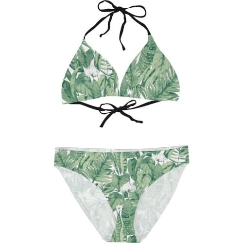 Women 2021 Sexy Bikinis Floral Women Swimsuit Mid Waist Dress Sets Tropical Pattern Women Bathing Suit SwimSuit