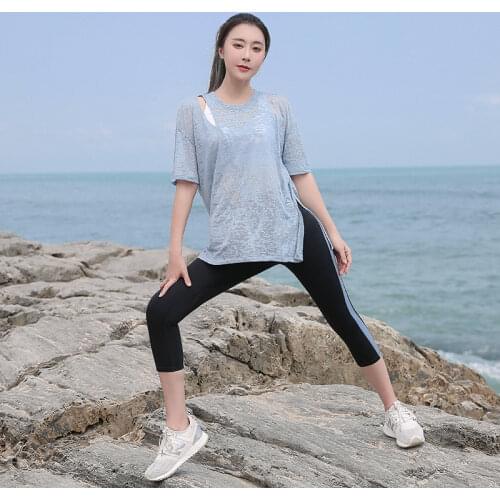Plus Size Women Yoga Set Quickly Dry Loose Sweatshirt Leggings Running Jogger Fitness Gym Workout Outfit Set Sport Suit 4XL