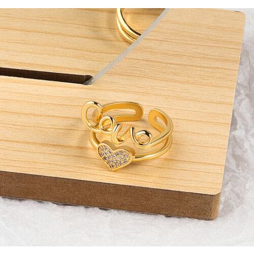 VENTFILLE 925 Sterling Silver Zircon Love Ring Simple Love English Letter European and American Ring Jewelry Accessories