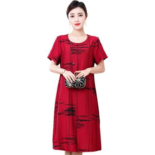 2021 Summer Dress Woman Dresses Plus Size Loose round neck Women Dress print Ladies Party Short sleeve Dress Female vestidos