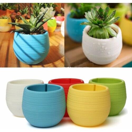 1pc Colourful Mini Round Planter Plastic Plant Flower Pots Home Garden Office Decor Garden Supplies