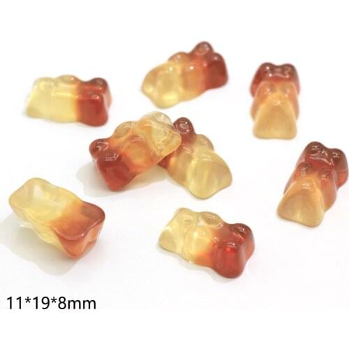 10Pcs Sweet Cute Bear Soft Candy Resin Decoration Crafts Beads Flatback Cabochon Embellishments For Scrapbooking DIY Accessories
