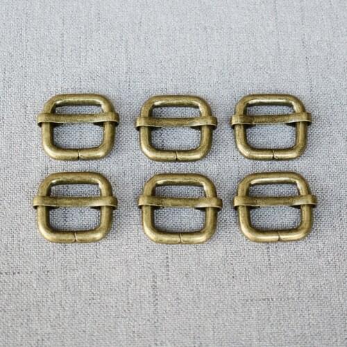 100 Pcs/Lot 15mm Bromze Metal Rectangle Adjust Tri-glide Pin Buckle Slider Loop DIY Shoulder Leather Bag Strap Belt Web