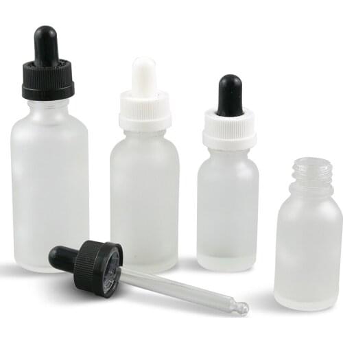 200 x Refillable Frost 100ML 50ML 30ML 20ML 15ML 10ML 5ML Glass Bottles with Glass Eye Dropper Dispenser for Essential Oils