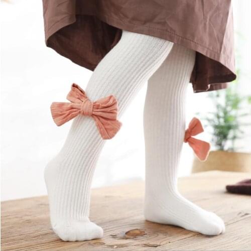 2021 Lovely Baby Girl Pantyhose Knitting Bowknot Bottom Socks Warm Winter Knitwear Loose Trousers 1-4 Years