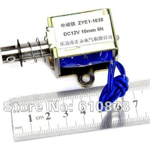 3pcs/lot,DC 12V Metal Pull Type Open Frame Solenoid Electromagnet ZYE1-1038 5N Holding 10mm ZYE1-1038 ,High Quality