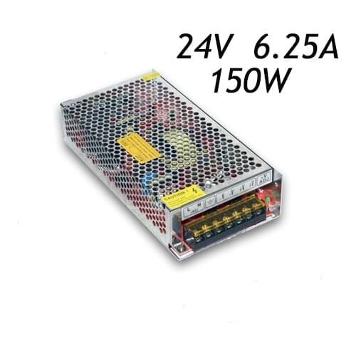 5pcs/lot Best Quality 24V 6.25A 150W Transformers Driver For LED Strip AC110/220V To DC24V Switching Power Supply