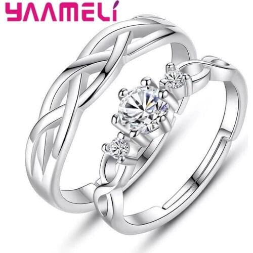 925 Sterling Silver Classic Twisted Cross Infinity Love Couple Rings CZ Stone Wedding Engagement Rings New Trendy Fine Jewelry