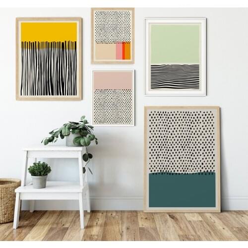 Abstract Color Line Wall Art Canvas Painting Minimalist Style Geometric Picture Poster and Print Gallery Living Room Home Decor