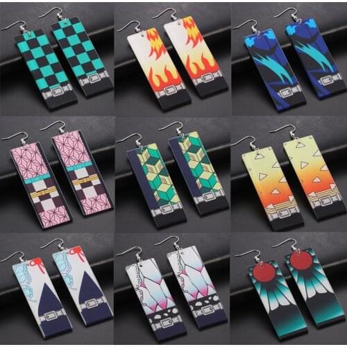 Anime Demon Slayer Kimetsu no Yaiba Kamado Tanjirou Cosplay Tanjiro Earrings Clip Stud Hook Earrings Cosplay Props Accessories