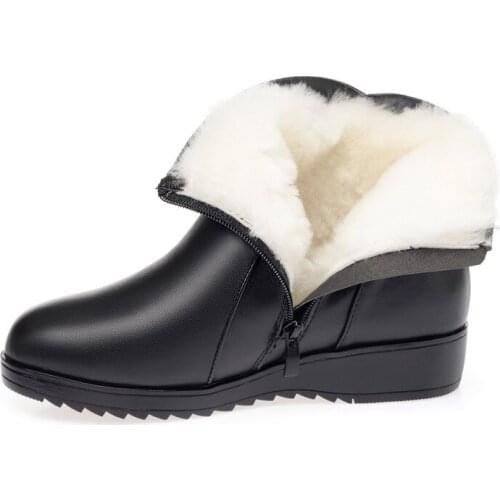 Large Size Fashion Casual Mother Snow Boots Winter Women Boots Flat Non-slip Genuine Leather Boots Women Shoes Boots Warm Shoes