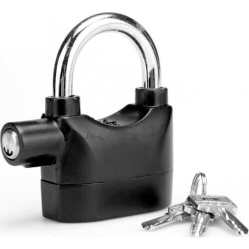 Black Padlock Alarm Lock for Motorcycle Bike Bicycle Security with 120dB Alarm Decibel