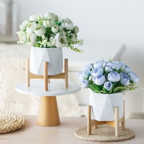 Nordic emulation flower set ceramic hemp rope vase rose emulation plant potted home decoration false flowerpot