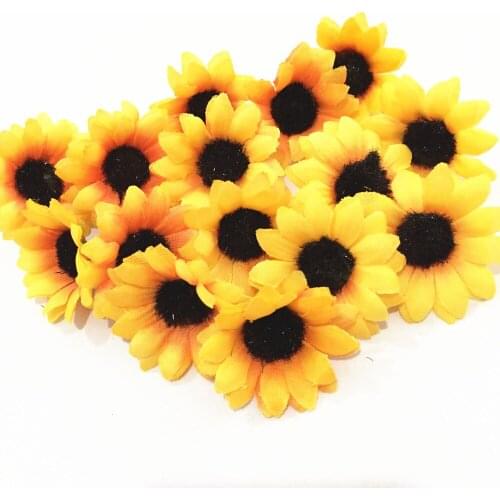 38mm 1.5inch Yellow Sunflower Head Buds Decorative Synthetic Artificial Flower For Baby Shower Wedding Bridal Bouquet DIY