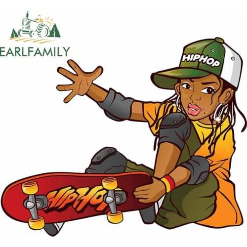 EARLFAMILY 13cm x 10.7cm for Skateboard Girl Hiphop Funny Car Stickers Creative Refrigerator Decal Waterproof Car Assessoires
