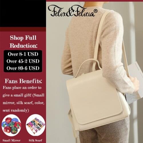 FELIX & FELICIA New Fashion Backpacks Shoulder Bags For Women 2021 Female High Quality Genuine Leather Backpack Retro School Bag